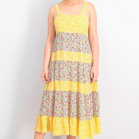 ModCloth BB Dakota Lemon Drop Tiered Midi Dress Size 6 - Picture 1 of 10